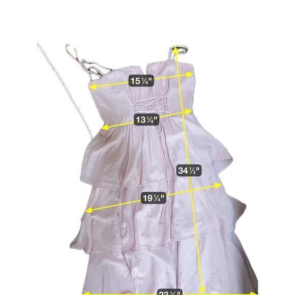 Aubrey Parks Blush Pink Tiered Maxi Dress Lace-Up Front Size- Small - Picture 7 of 8